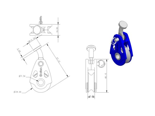 Poulie de Hale-bas Allen 30mm Extreme avec clef renforcé