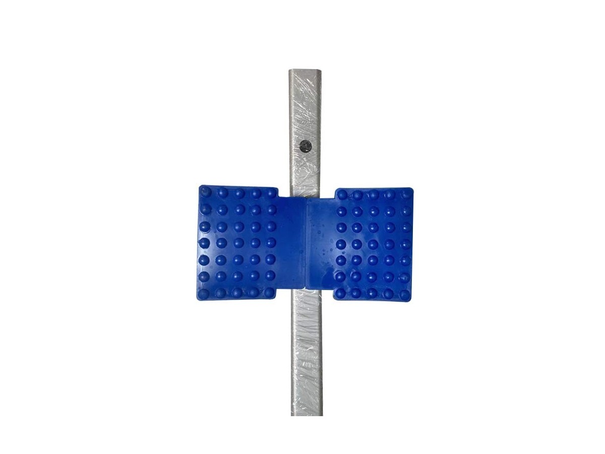 Blue plastic shell support for trolley