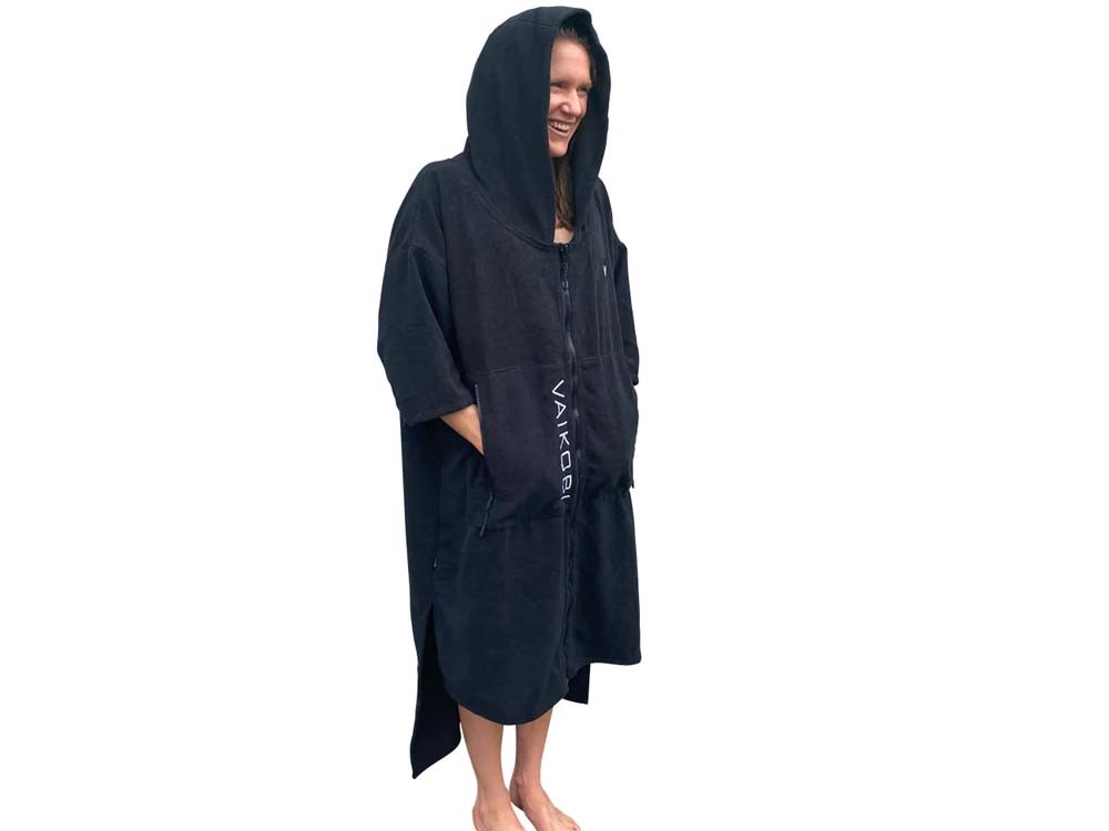 Full Zip Hooded Towel Black